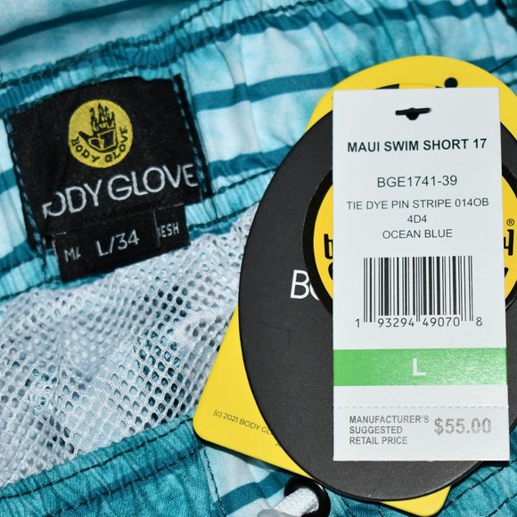 Body Glove Tie Dye/Pinstripe Maui Swim Trunk Size: LARGE #BGE1741-39 NWT - Picture 2 of 3